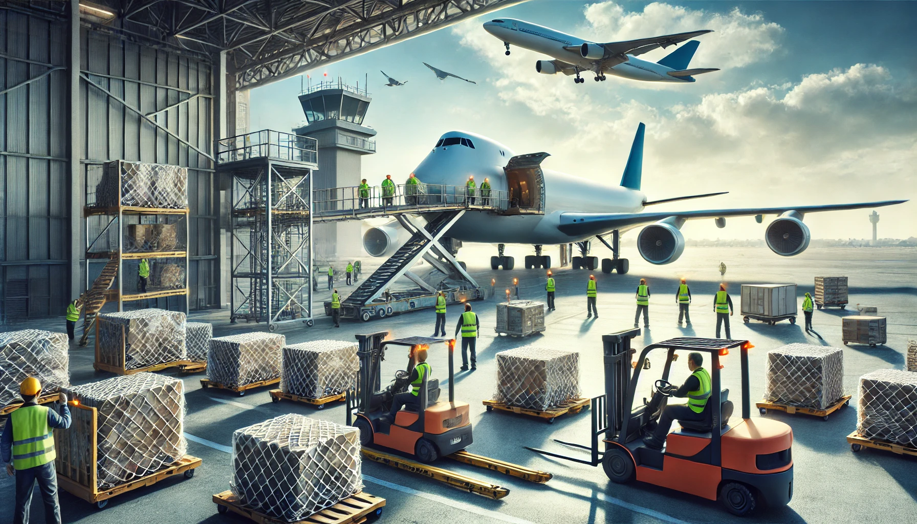 Air freight services showing cargo aircraft and fast air transportation for time-sensitive deliveries